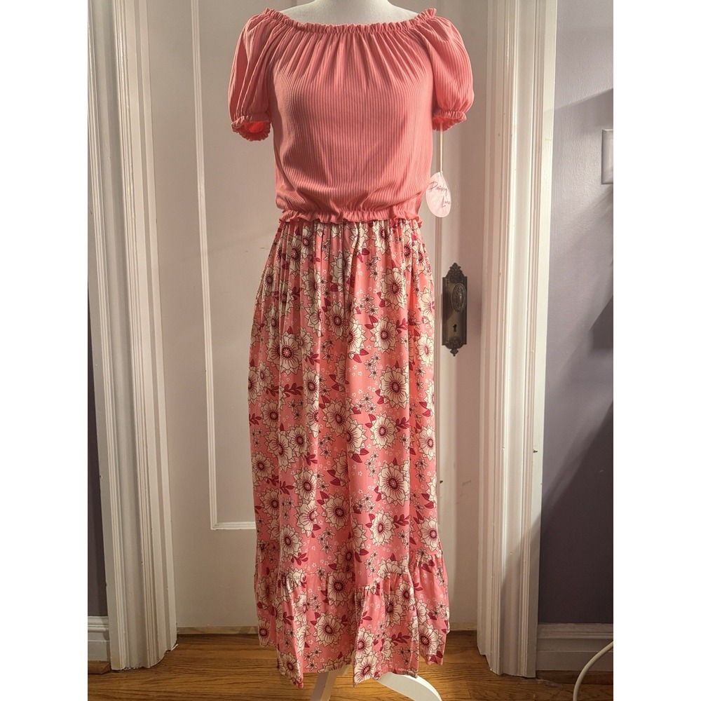 Paisley Lane Girls 2 Piece Set Pink Shirt Floral Print Skirt Size 12 NWT